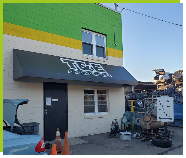 Auto parts store exterior with signage.