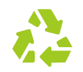 Green recycling symbol on black background.