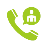 Green phone icon with person symbol.